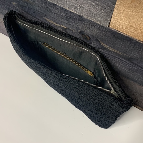 Large Black Sturdy Crochet Envelope Bag | Carry Purse | Satchel | IPad Travel - Picture 3 of 8